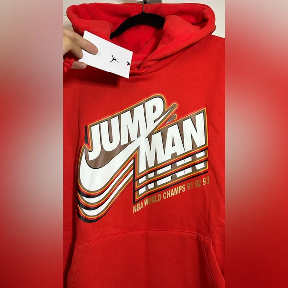 NWT Jordan Men's Jumpman Core Fleece Red Pullover Hoodie Size XXL - Picture 3 of 10